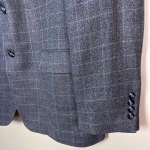 Bloomingdales Tweed Sport Coat Mens 40R Plaid Grey Wool Windowpane Heritage READ